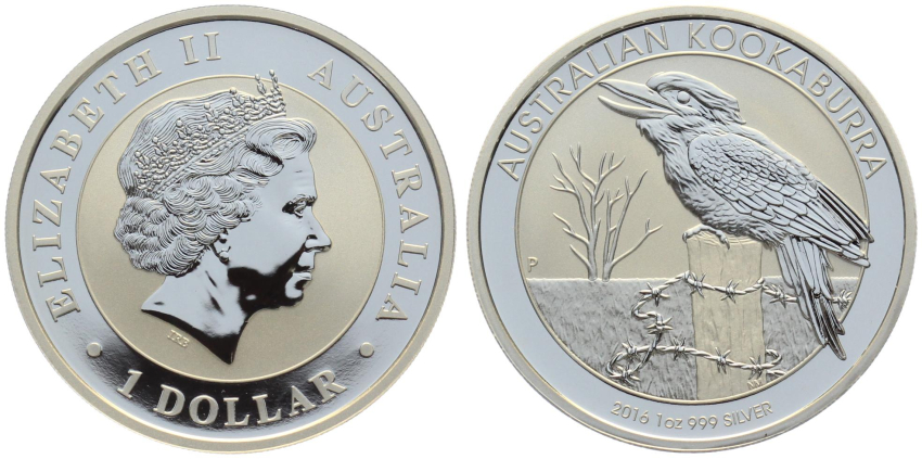 Australien 1 Dollar 2016 Kookaburra - 1 Unze Feinsilber